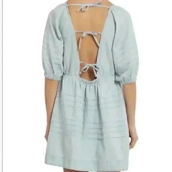 7 For All Mankind Denim Tie Back Babydoll Dress Size Small - Picture 2 of 9